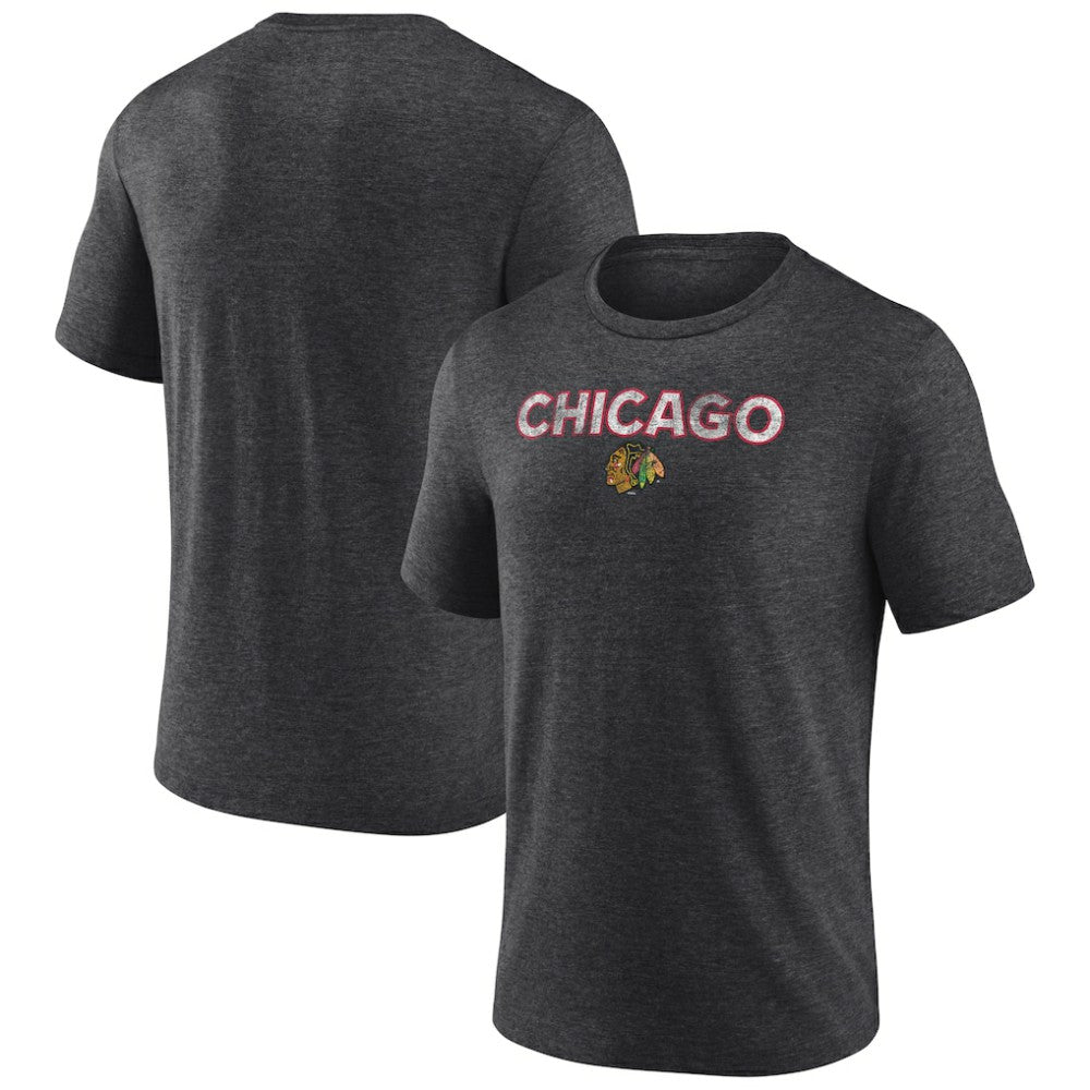 Chicago Blackhawks Wraparound Tri-Blend T-Shirt - Charcoal | US 4773190