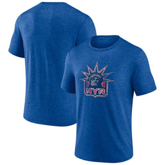 New York Rangers Wraparound Tri-Blend T-Shirt - Blue | US 4773203