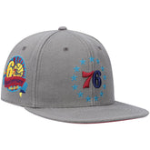 Philadelphia 76ers Hardwood Classics 60th Anniversary Carbon Cabernet Fitted Hat Charcoal - Mitchell & Ness