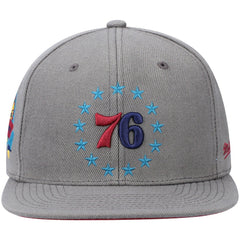 Philadelphia 76ers Hardwood Classics 60th Anniversary Carbon Cabernet Fitted Hat Charcoal - Mitchell & Ness