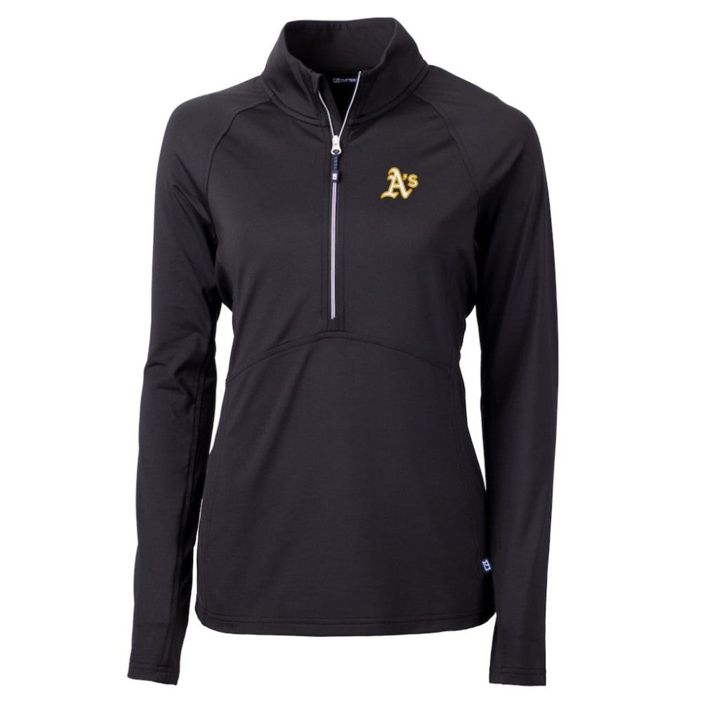 Athletics Cutter & Buck Women's Adapt Eco Knit Stretch Half-Zip Pullover Top - Black Pullover