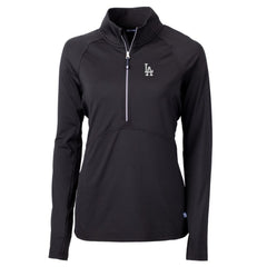 Los Angeles Dodgers Cutter & Buck Women's Adapt Eco Knit Stretch Half-Zip Pullover Top - Black Pullover