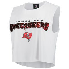 Tampa Bay Buccaneers Cuce Women's Sequin Tri-Blend Cropped Tank Top - White Tops