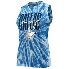 Dallas Cowboys Lauren James Women's Tie-Dye Jersey Boxy Tank Top - Royal Jerseys