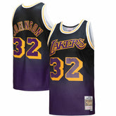 Magic Johnson Los Angeles Lakers 1984/85 Hardwood Classics Fadeaway Swingman Player Jersey Purple/Black - Mitchell & Ness