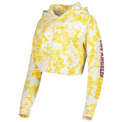 Los Angeles Lakers Lusso Women's Maia Tri-Blend Cropped Quarter-Zip Top Gold/White