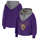 Los Angeles Lakers WEAR by Erin Andrews Women's Pieced Quarter-Zip Hoodie Jacket Purple outlet