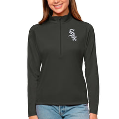 Chicago White Sox Antigua Women's Tribute Quarter-Zip Pullover Top - Charcoal Pullover