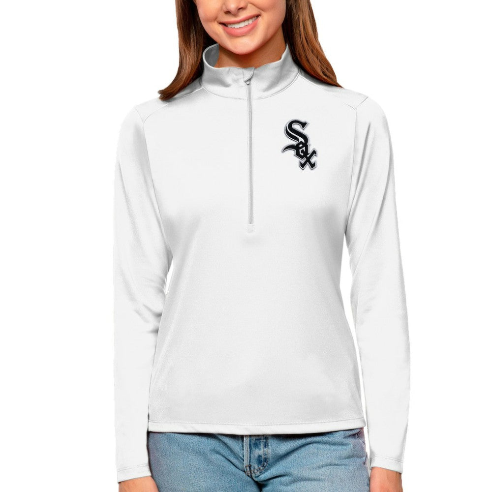 Chicago White Sox Antigua Women's Tribute Quarter-Zip Pullover Top - White Pullover