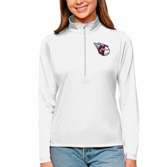 Cleveland Guardians Antigua Women's Tribute Quarter-Zip Pullover Top - White Pullover