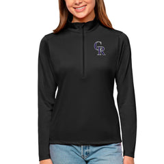 Colorado Rockies Antigua Women's Tribute Quarter-Zip Pullover Top - Black Pullover