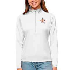 Houston Astros Antigua Women's Tribute Quarter-Zip Pullover Top - White Pullover