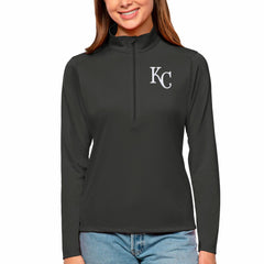 Kansas City Royals Antigua Women's Tribute Quarter-Zip Pullover Top - Charcoal Pullover