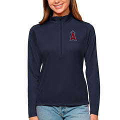 Los Angeles Angels Antigua Women's Tribute Quarter-Zip Pullover Top - Navy Pullover