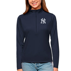 New York Yankees Antigua Women's Tribute Quarter-Zip Pullover Top - Navy Pullover