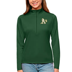 Athletics Antigua Women's Tribute Quarter-Zip Pullover Top - Green Pullover