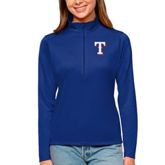 Texas Rangers Antigua Women's Tribute Quarter-Zip Pullover Top - Royal Pullover