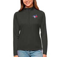 Toronto Blue Jays Antigua Women's Tribute Quarter-Zip Pullover Top - Charcoal Pullover