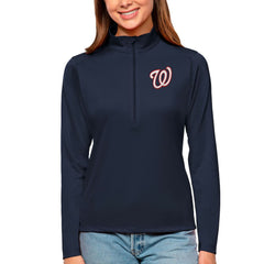 Washington Nationals Antigua Women's Tribute Quarter-Zip Pullover Top - Navy Pullover