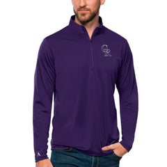 Colorado Rockies Antigua Tribute Quarter-Zip Pullover Top - Purple Pullover
