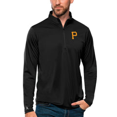Pittsburgh Pirates Antigua Tribute Quarter-Zip Pullover Top - Black Pullover