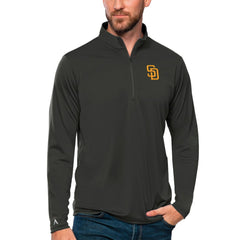 San Diego Padres Antigua Tribute Quarter-Zip Pullover Top - Charcoal Pullover