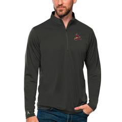 St. Louis Cardinals Antigua Tribute Quarter-Zip Pullover Top - Charcoal Pullover