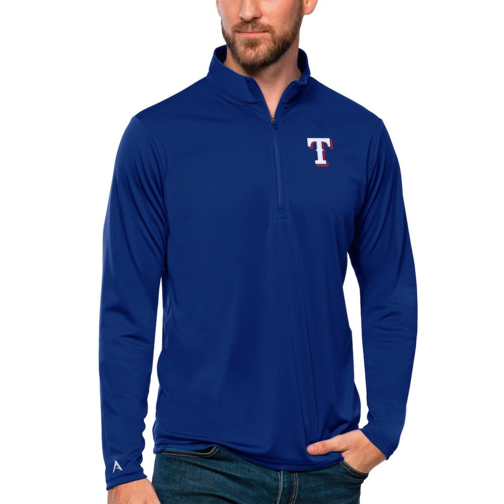 Texas Rangers Antigua Tribute Quarter-Zip Pullover Top - Royal Pullover