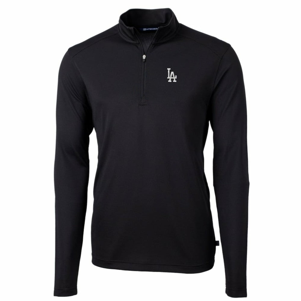 Los Angeles Dodgers Cutter & Buck Big & Tall Virtue Eco Pique Quarter-Zip Pullover Jacket - Black Jackets