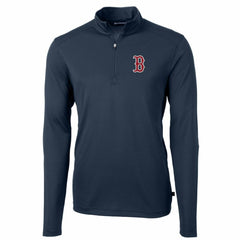 Boston Red Sox Cutter & Buck Big & Tall Virtue Eco Pique Quarter-Zip Pullover Jacket - Navy Jackets