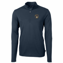 Milwaukee Brewers Cutter & Buck Big & Tall Virtue Eco Pique Quarter-Zip Pullover Jacket - Navy Jackets