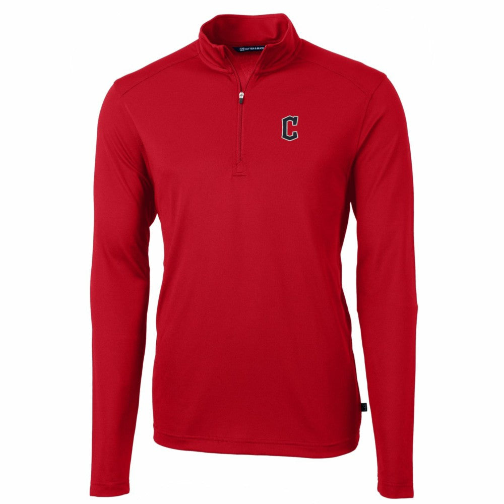 Cleveland Guardians Cutter & Buck Big & Tall Virtue Eco Pique Quarter-Zip Pullover Jacket - Red Jackets
