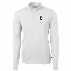 Detroit Tigers Cutter & Buck Big & Tall Virtue Eco Pique Quarter-Zip Pullover Jacket - White Jackets