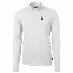 Los Angeles Dodgers Cutter & Buck Big & Tall Virtue Eco Pique Quarter-Zip Pullover Jacket - White Jackets