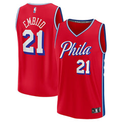 Joel Embiid Philadelphia 76ers Fast Break Replica Player Jersey Statement Edition Red - Fanatics