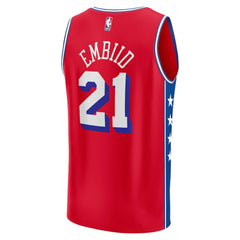 Joel Embiid Philadelphia 76ers Fast Break Replica Player Jersey Statement Edition Red - Fanatics