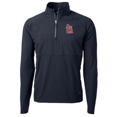 St. Louis Cardinals Cutter & Buck Adapt Eco Knit Hybrid Recycled Quarter-Zip Pullover Jacket - Navy Jackets