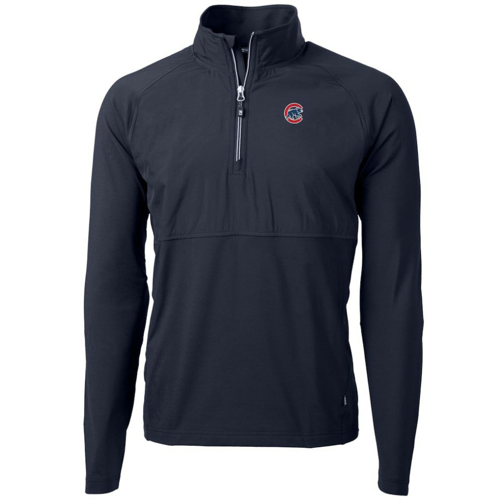 Chicago Cubs Cutter & Buck Adapt Eco Knit Hybrid Recycled Quarter-Zip Pullover Jacket - Navy Jackets