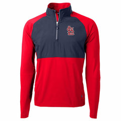 St. Louis Cardinals Cutter & Buck Adapt Eco Knit Hybrid Recycled Quarter-Zip Pullover Jacket - Red/Navy Jackets