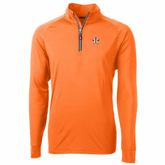 Houston Astros Cutter & Buck Adapt Eco Knit Stretch Recycled Quarter-Zip Pullover Jacket - Orange Jackets