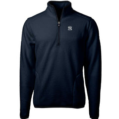 New York Yankees Cutter & Buck Cascade Eco Sherpa Fleece Quarter-Zip Pullover Jacket - Navy Jackets