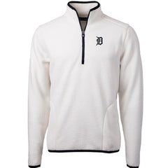 Detroit Tigers Cutter & Buck Cascade Eco Sherpa Fleece Quarter-Zip Pullover Jacket - White/Navy Jackets