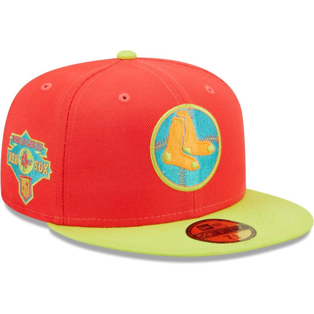 Boston Red Sox New Era Lava Highlighter Combo 59FIFTY Fitted Hat - Red/Neon Green Hats