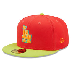 Los Angeles Dodgers New Era 1978 World Series Lava Highlighter Combo 59FIFTY Fitted Hat - Red/Neon Green Hats