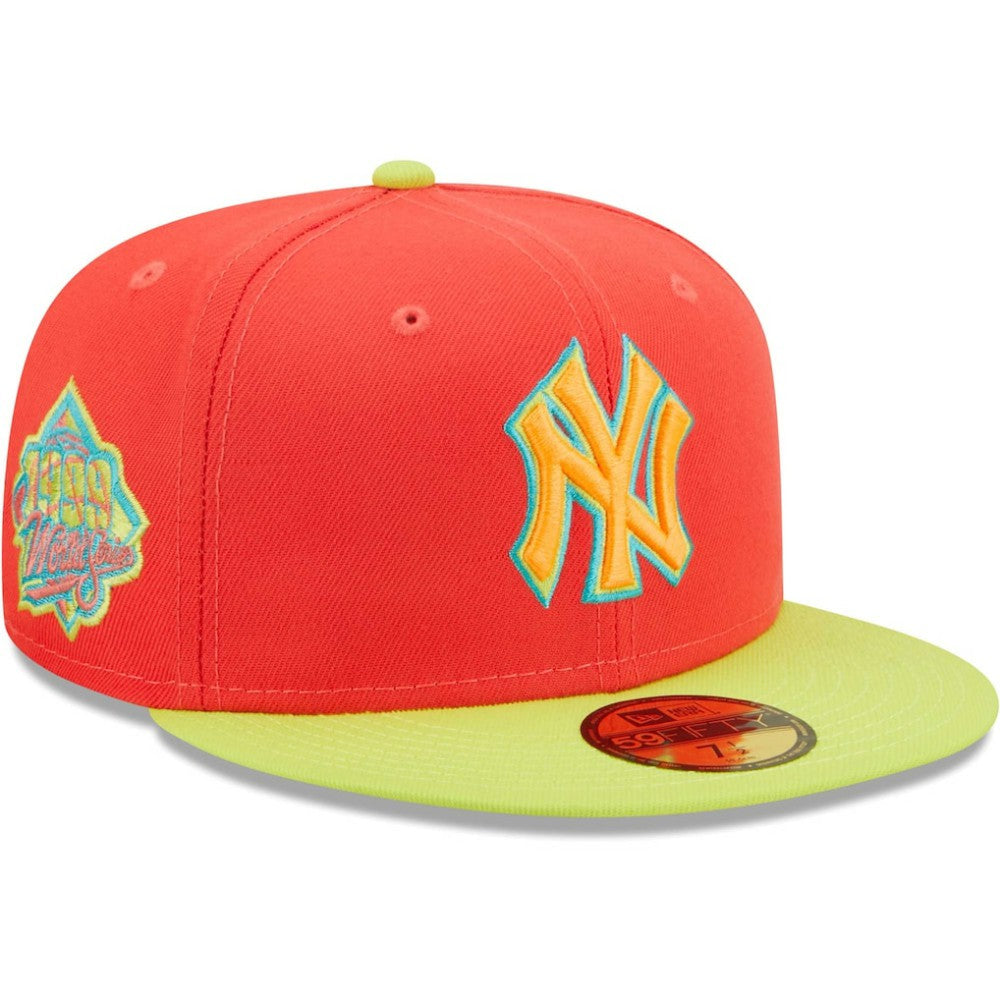 New York Yankees New Era Lava Highlighter Combo 59FIFTY Fitted Hat - Red/Neon Green Hats