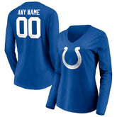 Indianapolis Colts Women's Team Authentic Personalized Name & Number Long Sleeve V-Neck T-Shirt - Royal T-shirts