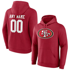 San Francisco 49ers Team Authentic Personalized Name & Number Pullover Hoodie - Scarlet Hoodies
