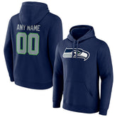 Seattle Seahawks Team Authentic Personalized Name & Number Pullover Hoodie - College Navy Hoodies