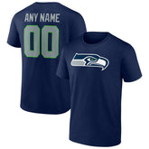 Seattle Seahawks Team Authentic Personalized Name & Number T-Shirt - College Navy T-shirts
