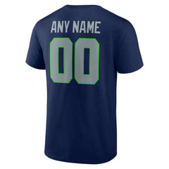 Seattle Seahawks Team Authentic Personalized Name & Number T-Shirt - College Navy T-shirts